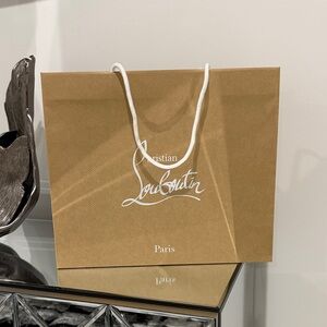 Christian Louboutin Tan Shopping Bag with White Handles